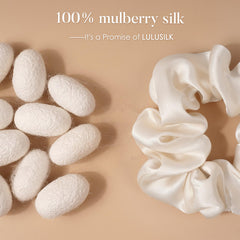 LULUSILK scrunchies en soie Mulberry blanc, idéaux pour dormir sans laisser de marques