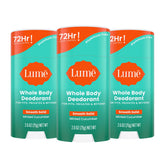 Lume Déodorant corps en stick concombre-menthe, pack de 3, parfum frais durable.