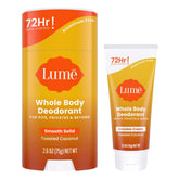 Lume Whole Body Deodorant invisible cream tube mini on underarms for all-day freshness.