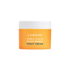 Lumene Nordic-C Valo Glow Renew crème nuit dans un pot, peau lumineuse au réveil.