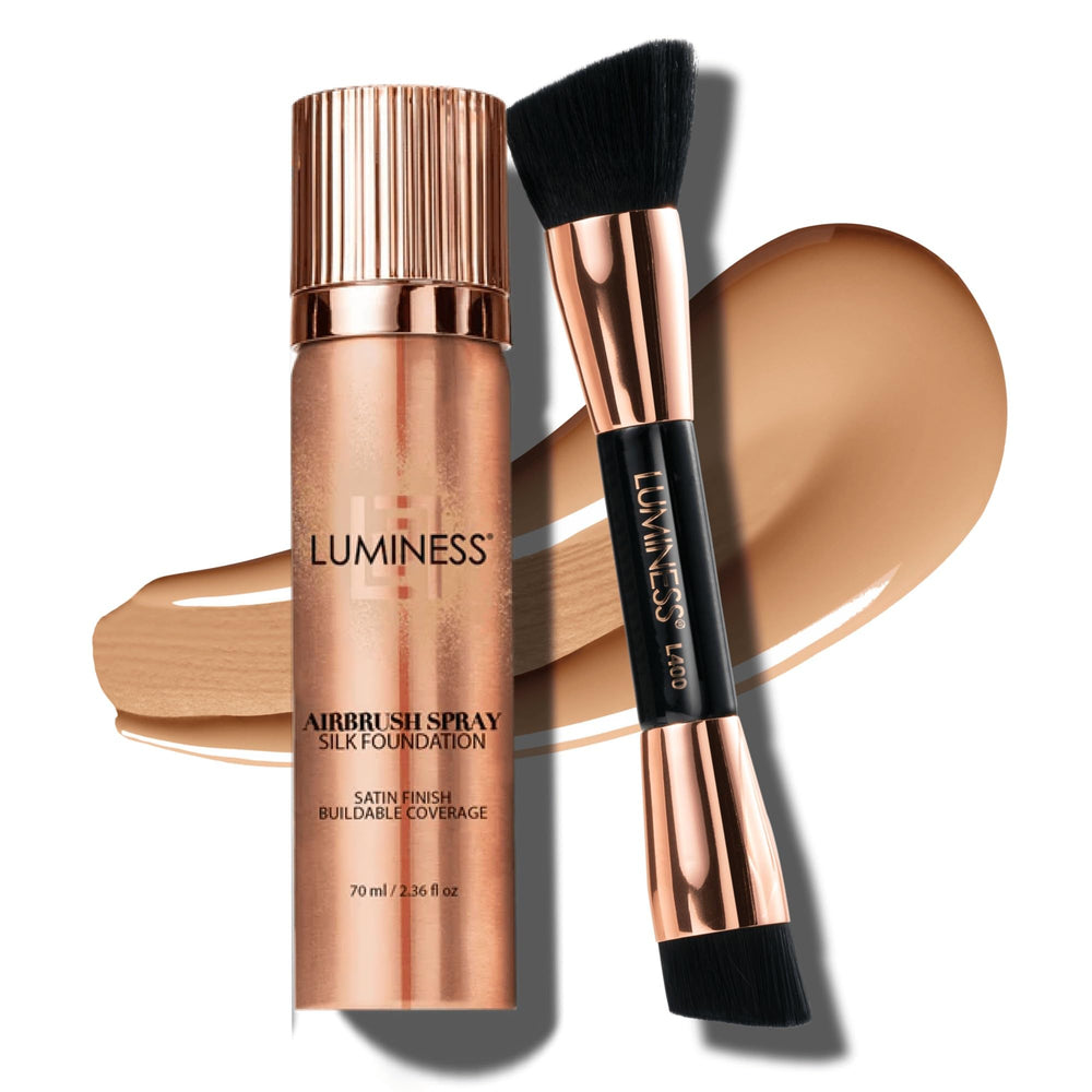Luminess fond-de-teint-silk-airbrush: application fluide pour un fini uniforme.