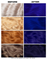Lunar Tides Velours Bleu — résultat visible sur cheveux clairs et foncés.