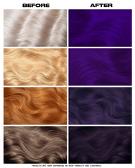 Application Lunar Tides violet foncé à domicile sur cheveux propres et secs.