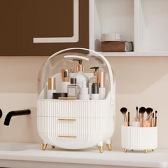 Design chic LURCNS maquillage avec poignée dorée et pieds antidérapants.