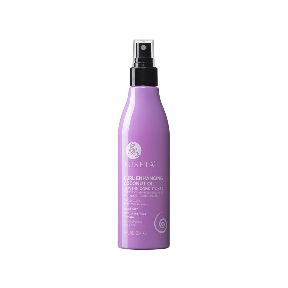 Luseta Conditionneur sans rinage sur bouteille, hydratation légère et définition naturelle des boucles.