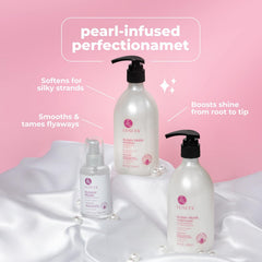Ensemble Glossy Pearl Trio: coffret soin capillaire complet pour une routine efficace