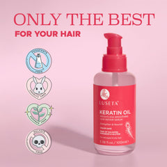 L U S E T A Keratin Oil Serum applied on dry hair conditioning ends