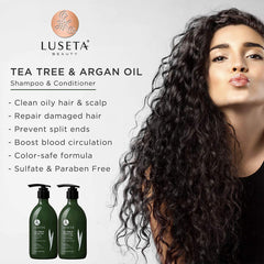 Shampoing Luseta arbre-a-the avec lavande, mousse apaisante et parfum relaxant.