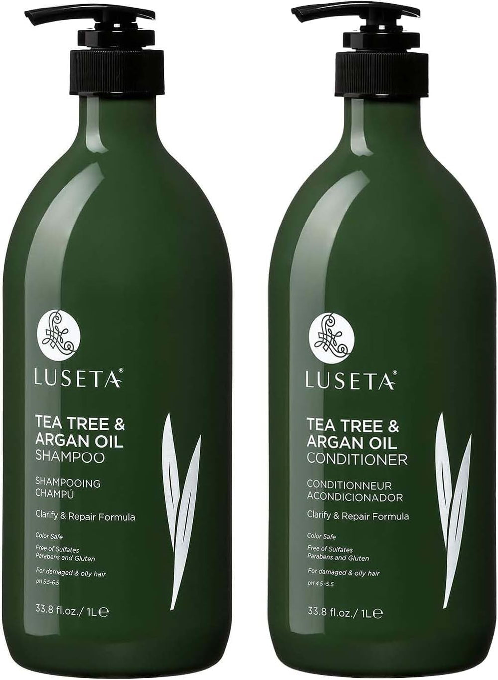 Luseta shampooing démêlant arbre à thé, cheveux plus lisses et faciles à démêler.