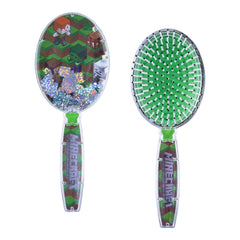 Brosse LUV HER Minecraft avec cubes scintillants verts pour démêler en douceur.