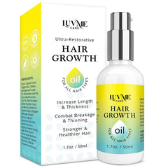 Huile Luv Me Care de croissance capillaire avec biotine dans une bouteille, vitalité des cheveux.