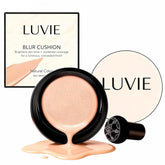 Luvie Foundation Cushion with mushroom head air cushion for natural, breathable coverage.