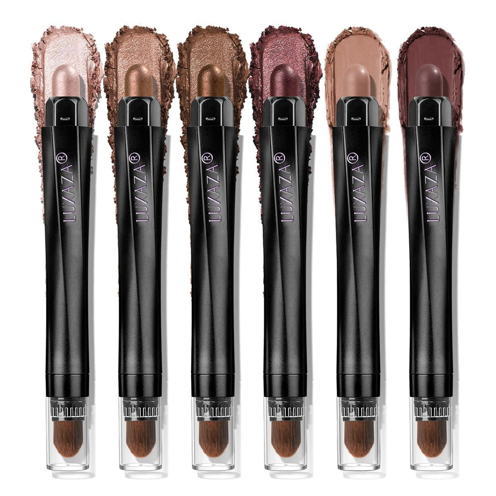 LUXAZA PRO neutral eyeshadow stick collection shows smooth, long-lasting color for everyday looks.