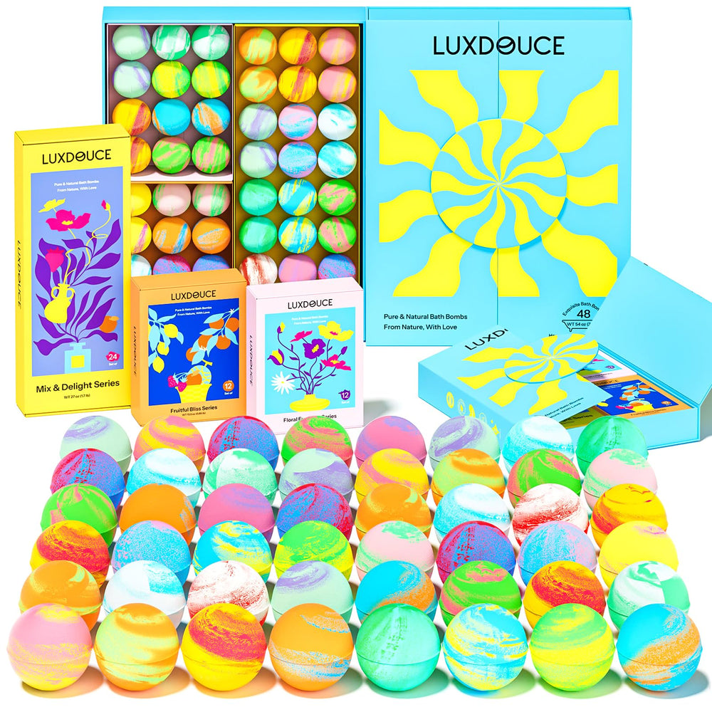 Coffret LUXDOUCE, 48 bombes de bain, emballage cadeau élégant pour offrir.