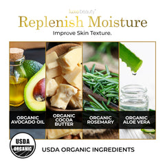 LUXEBEAUTY LuxeLotion – ingrédients organiques riches et nourrissants.