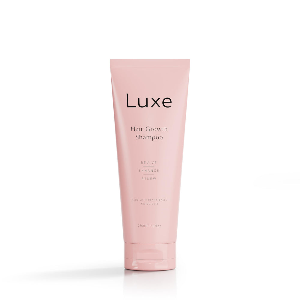 Shampoing Luxe Cosmetics – bouteille épurée pour le soin capillaire quotidien et croissance potentielle