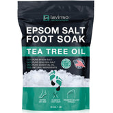 LV LAVINSO Tea Tree Foot Soak bottle ready for a refreshing soak