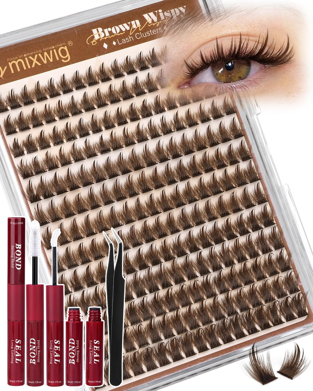 Kit Lvmixwig cils bruns: outils complets pour un usage pratique.