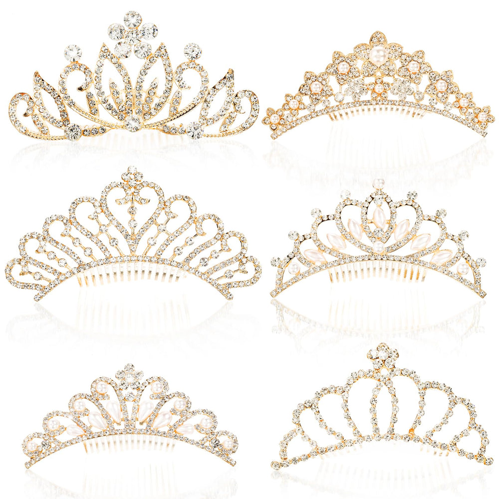 Lyellfe couronne tiara cristal avec peigne, parfaite pour fête élégante.