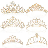 Lyellfe couronne tiara cristal avec peigne, parfaite pour fête élégante.
