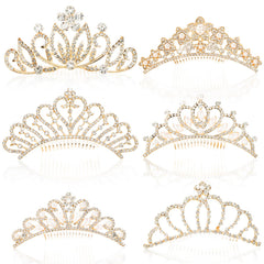 Lyellfe couronne tiara cristal avec peigne, parfaite pour fête élégante.
