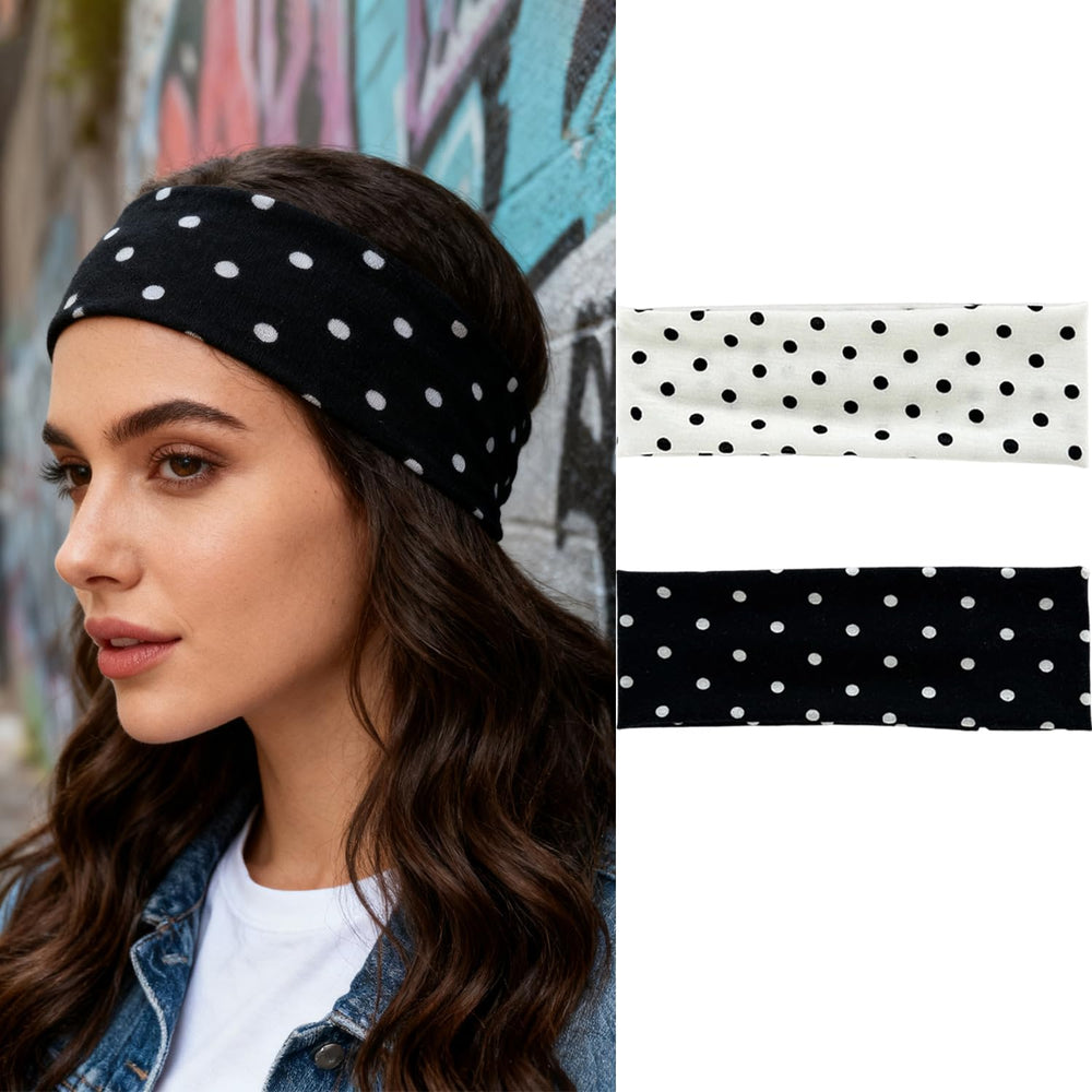 LYLYNB ensemble bandeaux noir et blanc pois, style chic et polyvalent pour tous les jours.