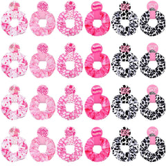 Lyrow serre-cheveux imprimé vache rose, lot de 24, maintien confortable pour coiffures quotidiennes.