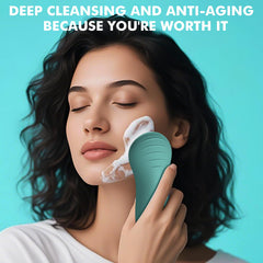 LZP brosse-visage silicone avec poignée ergonomique et antidérapante.