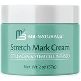 Crème M3 Naturals pour taches et vergetures, bouteille pratique prête à l'emploi.