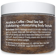 M3 Naturals gommage café arabica pour le visage, peau plus lisse et lumineuse.