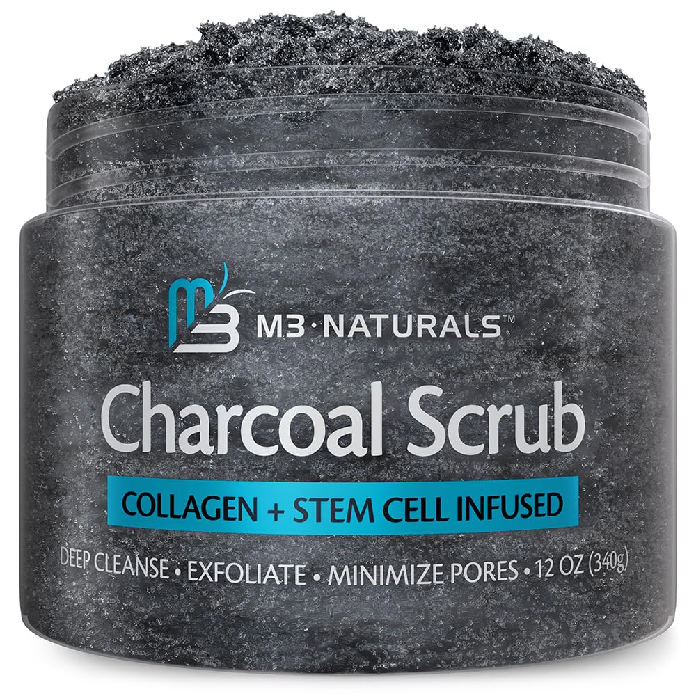 Gommage charbon corps M3 Naturals: exfoliation efficace pour peau lisse.