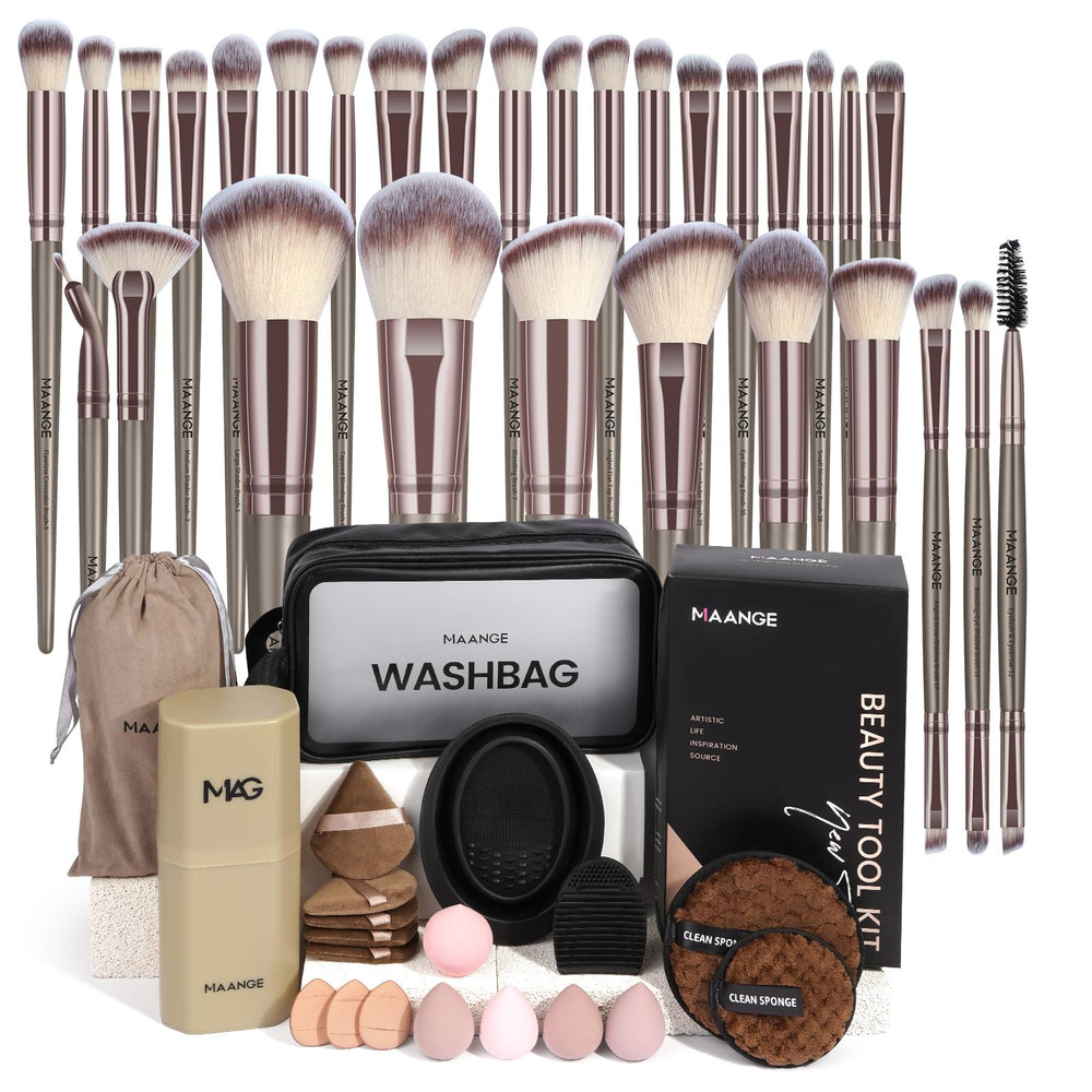Ensemble MAANGE de pinceaux maquillage 51 pièces pour un fini naturel.
