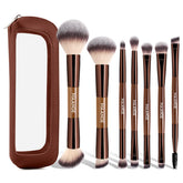 Maange ensemble pinceaux maquillage 7 pieces avec sac prêt a l'emploi pour tout le visage.