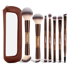 Maange ensemble pinceaux maquillage 7 pieces avec sac prêt a l'emploi pour tout le visage.