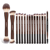 MAANGE ensemble pinceaux maquillage coffee avec double embout pour visage et yeux
