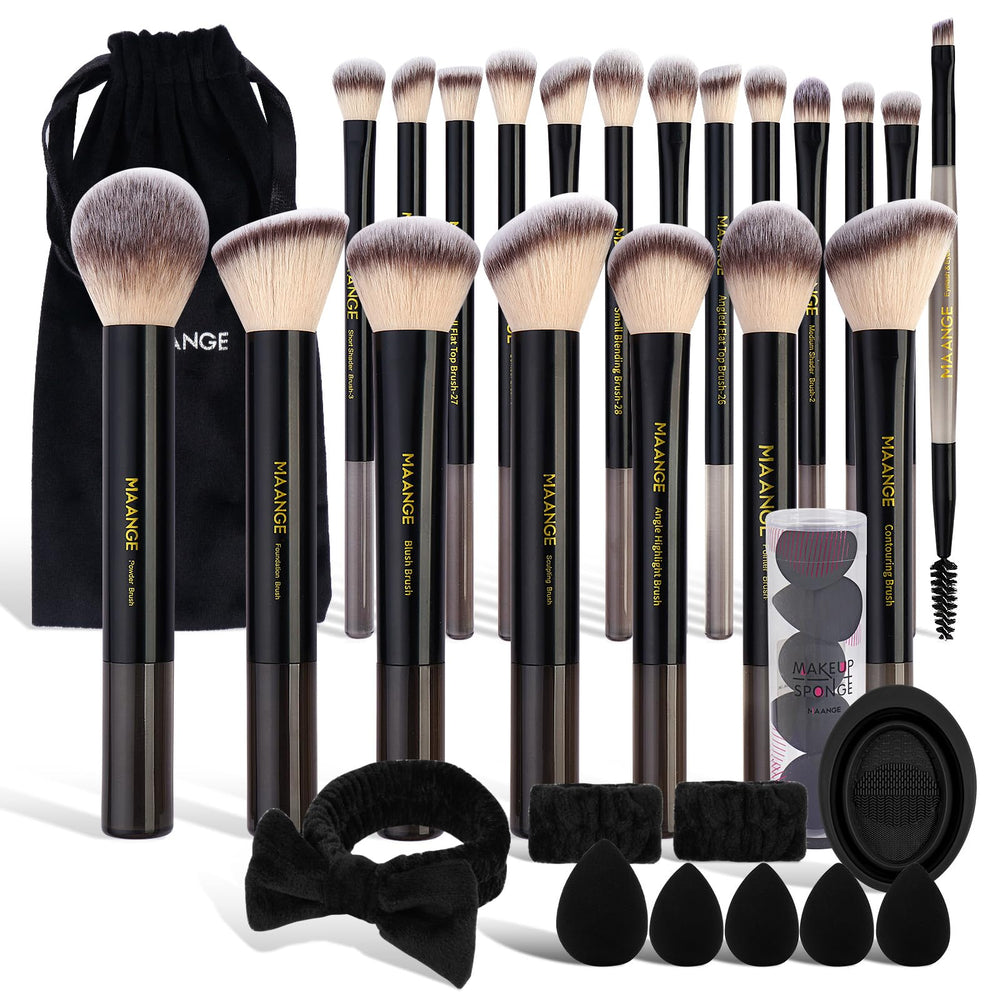 Pinceaux MAANGE ensemble 30 pièces etui pour routine complète de maquillage.