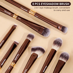 Maange pinceaux yeux double-face 8 pièces pour estomper et tracer.