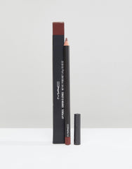 MAC Mahogany Crayon Lèvres échantillon montre une teinte chaude et satinée