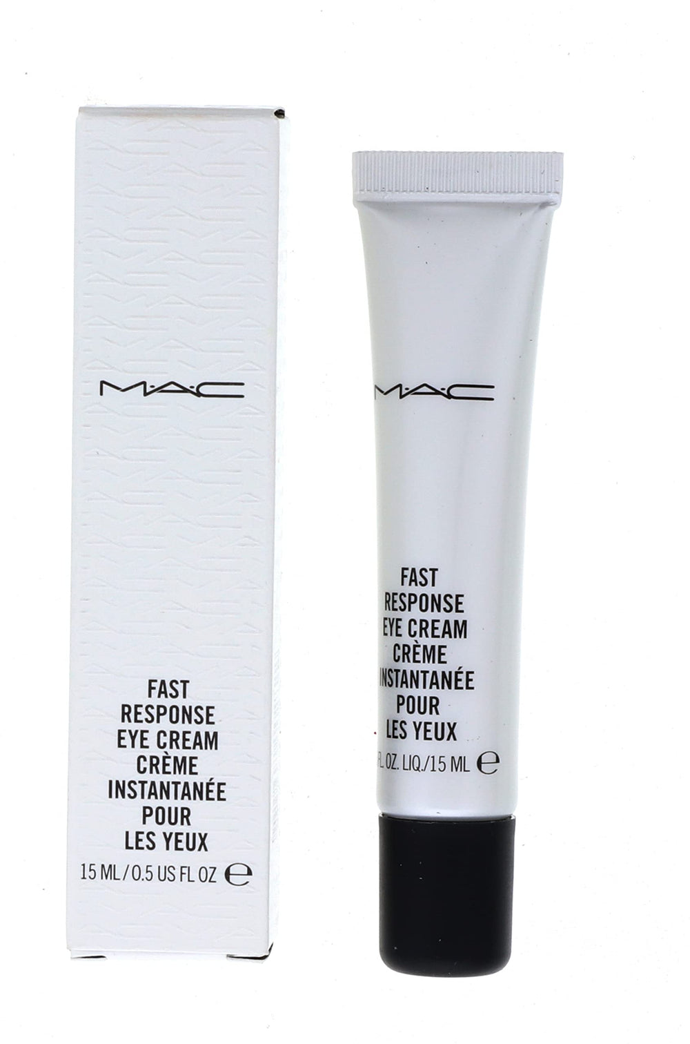 MAC Fast Response Eye Cream autour des yeux, bouteille prête à l'application et hydratation rapide.