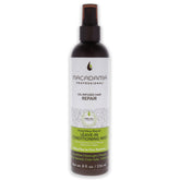 Macadamia Professional Pecan Leave-In Mist bottle showing lightweight conditioning for fine hair