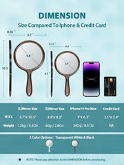 Macaki miroir à poignée ergonomique avec trou d'accroche pour usage nomade