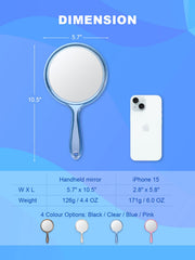 Miroir Macaki portable bleu avec crochet, parfait pour espaces restreints.