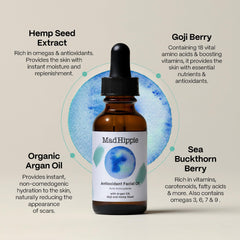 Mad Hippie Huile Visage Huile Chanvre et Argousier, riche en antioxydants pour une peau nourrie.