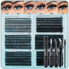 Madam Fifi ensemble cils clusters 708 pièces, idéale pour un maquillage maison économique et rapide.
