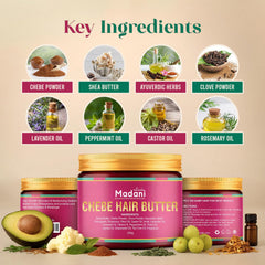 Réparation et brillance avec Beurre Chebe Madani Naturals.