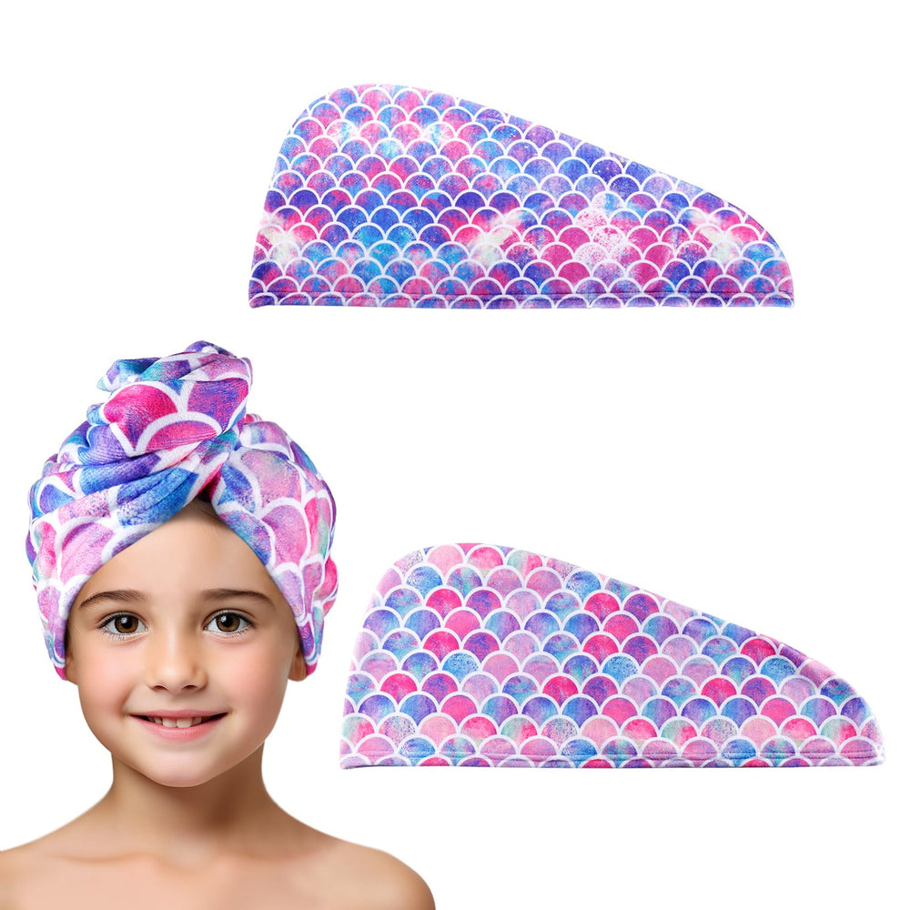 MADHOLLY serviette microfibre queue sirène, absorption douce et rapide pour cheveux délicats.