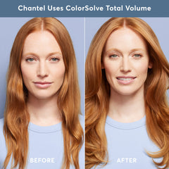 Lavage doux et efficace sur cheveux fins avec ColorSolve Volume.