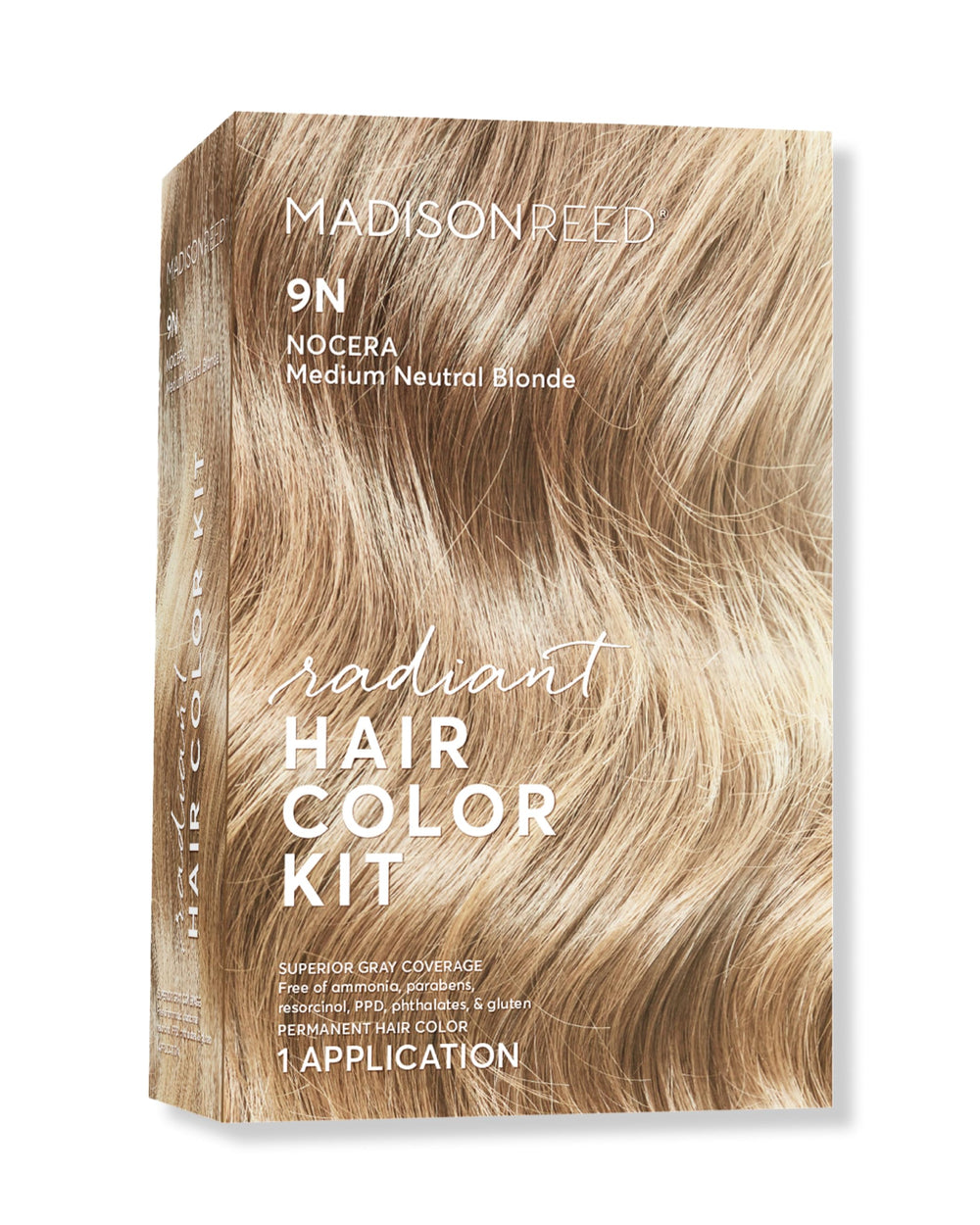 Kit couleur radiante Madison Reed 9N, emballage complet pour une couleur naturelle.