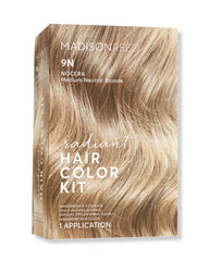 Kit couleur radiante Madison Reed 9N, emballage complet pour une couleur naturelle.