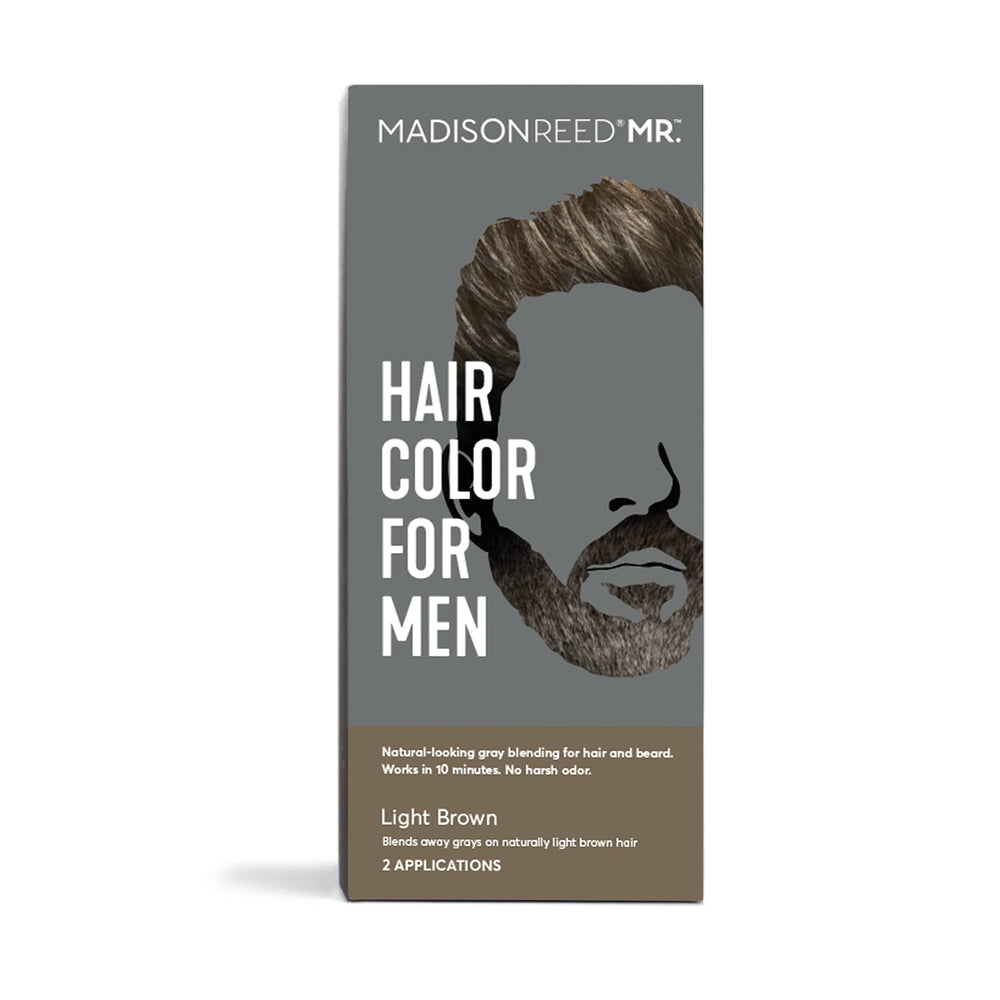 Kit complet Madison Reed Mr Hair Color pour Hommes en brun clair, prêt à l’emploi.